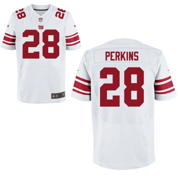 Nike Giants 28 Paul Perkins White Elite Jersey