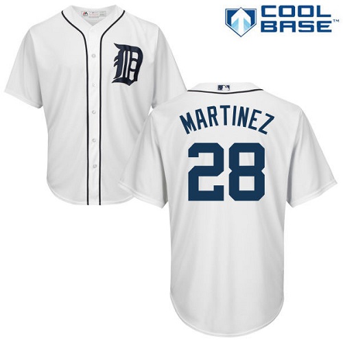 Tigers 28 J.D. Martinez White Youth Cool Base Jersey