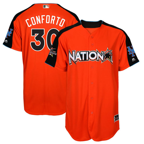 National League 30 Michael Conforto Orange 2017 MLB All-Star Game Home Run Derby Player Jersey