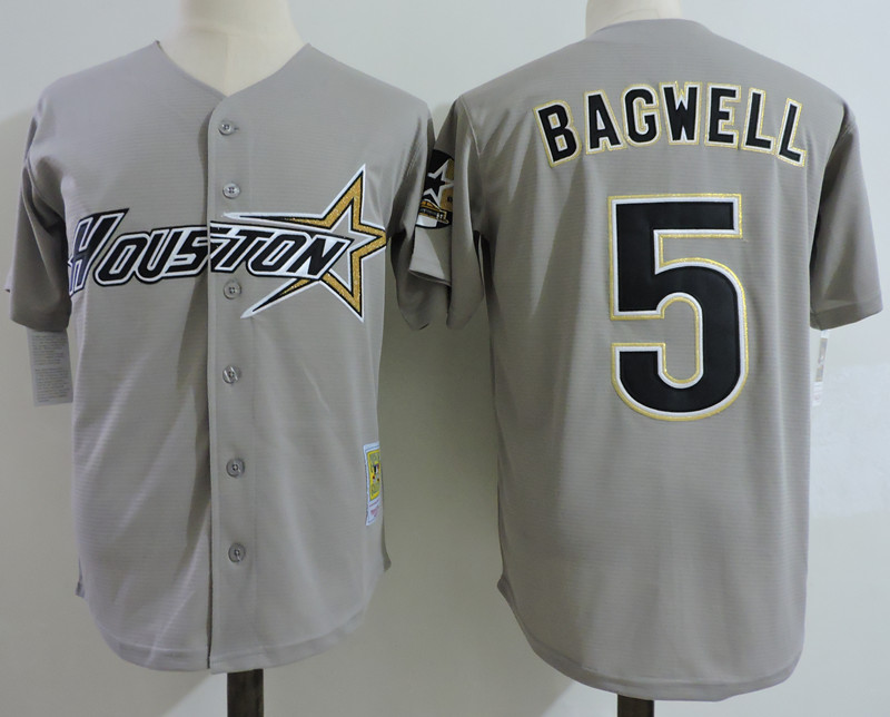 Astros 5 Jeff Bagwell Gray Cooperstown Collection Jersey - Click Image to Close