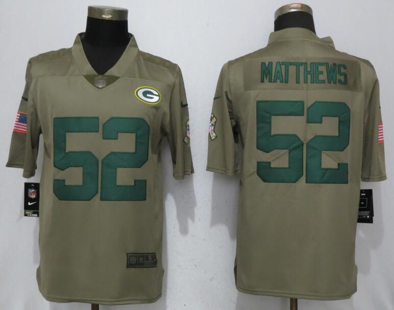 Nike Packers 52 Clay Matthews Olive Salute To Service Limited Jersey
