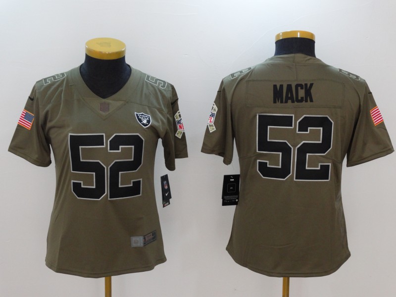 Nike Raiders 52 Khalil Mack Women Olive Salute To Service Limited Jersey