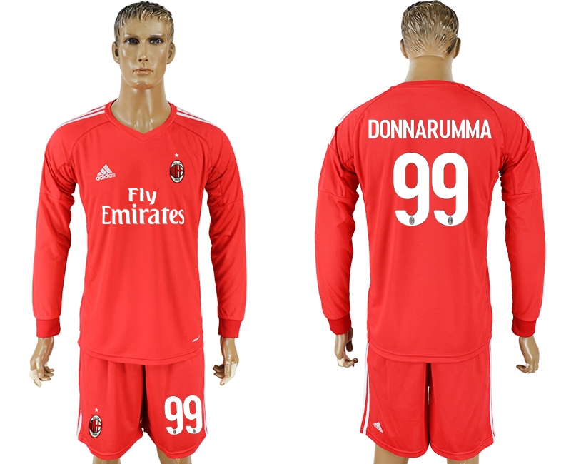2017-18 AC Milan 99 DONNARUMMA Red Goalkeeper Long Sleeve Soccer Jersey