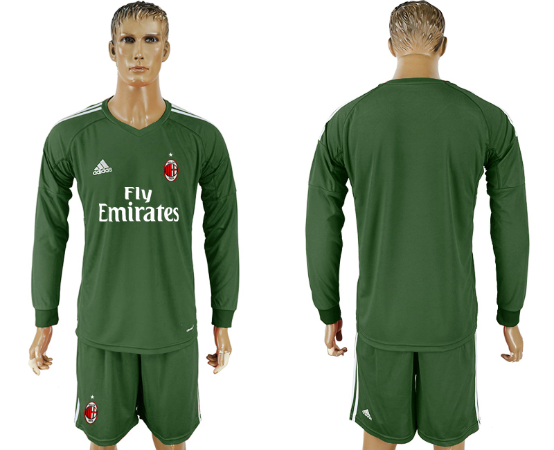 2017-18 AC Milan Military Green Goalkeeper Long Sleeve Soccer Jersey
