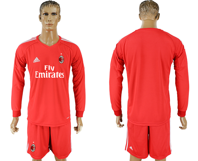 2017-18 AC Milan Red Goalkeeper Long Sleeve Soccer Jersey