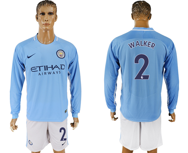 2017-18 Manchester City 2 WALKER Away Long Sleeve Soccer Jersey 2017-18 Manchester City 2 WALKER Away Long Sleeve Soccer Jersey