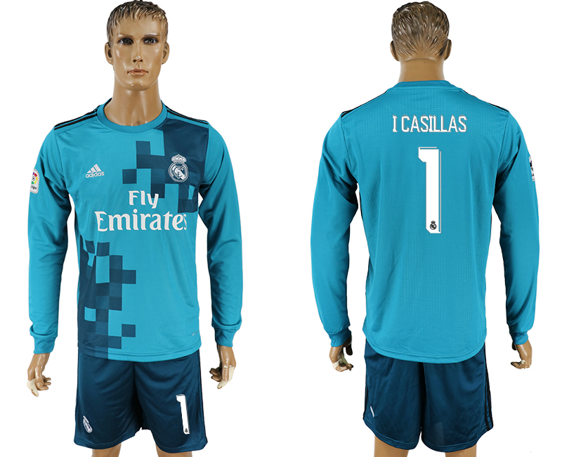 2017-18 Real Madrid 1 I CASILLAS Away Long Sleeve Soccer Jersey