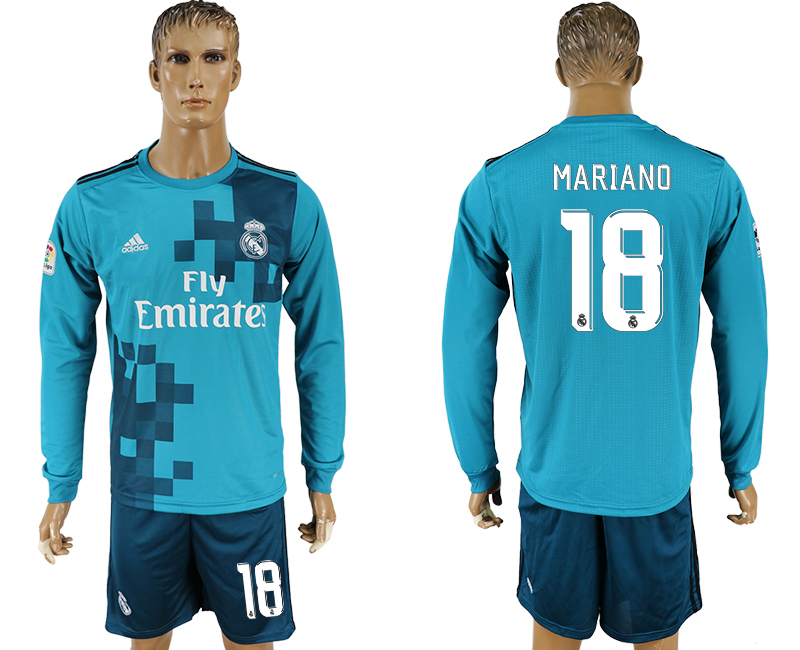2017-18 Real Madrid 18 MARIANO Away Long Sleeve Soccer Jersey 2017-18 Real Madrid 18 MARIANO Away Long Sleeve Soccer Jersey