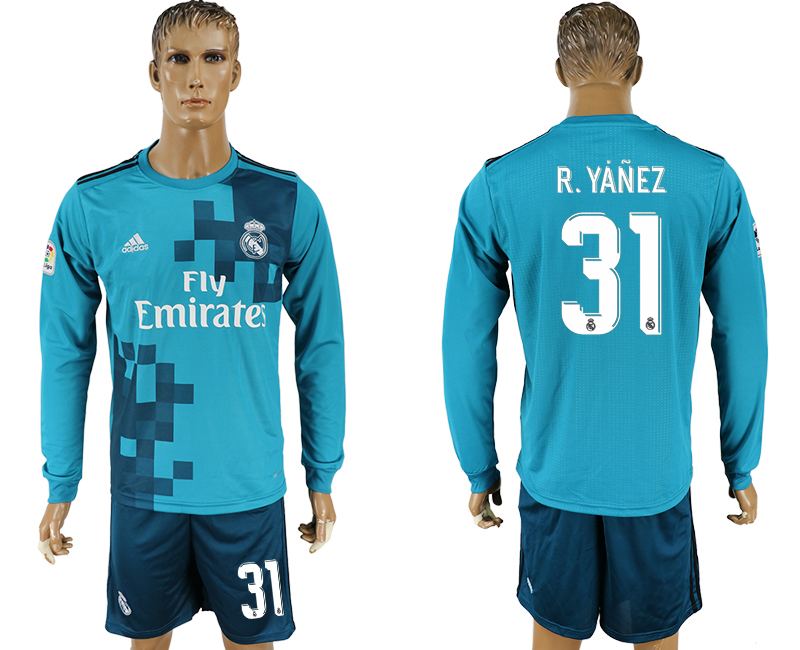 2017-18 Real Madrid 31 R. YANEZ Away Long Sleeve Soccer Jersey