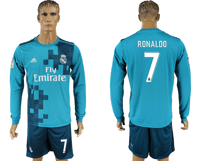 2017-18 Real Madrid 7 RONALDO Away Long Sleeve Soccer Jersey