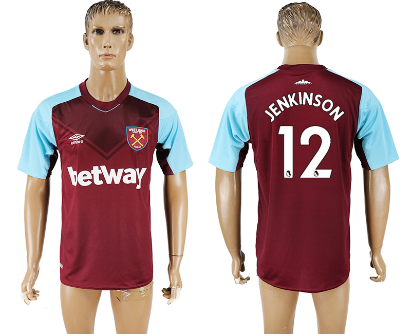2017-18 West Ham United 12 JENKINSON Home Thailand Soccer Jersey