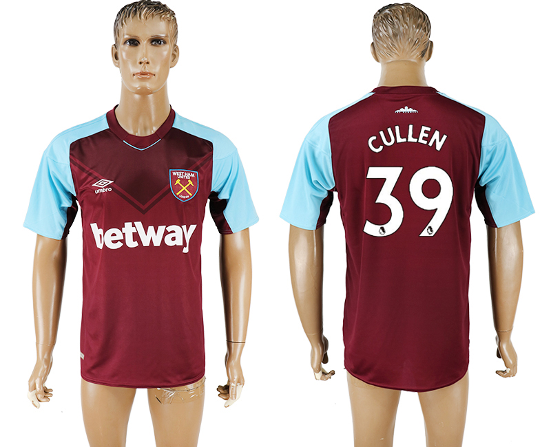 2017-18 West Ham United 39 CULLEN Home Thailand Soccer Jersey