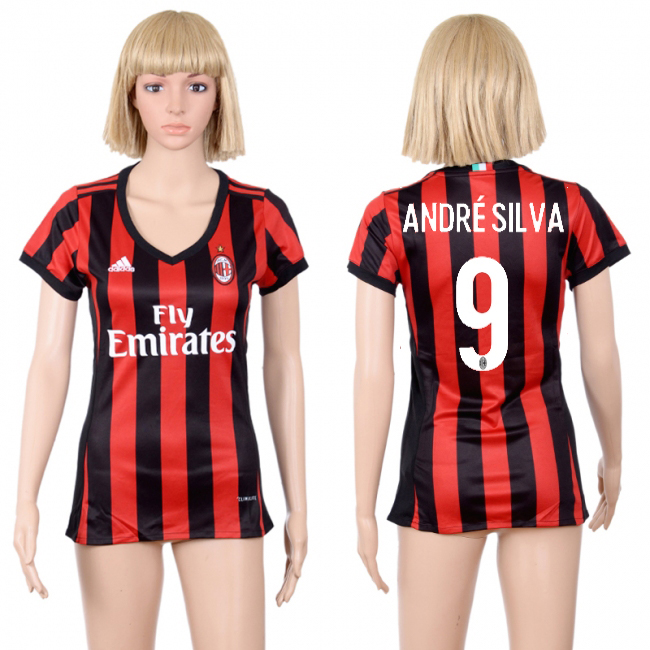 2017-18 AC Milan 9 ANDRE SILVA Home Women Soccer Jersey