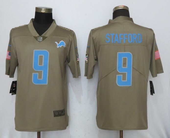 Nike Lions 9 Matthew Stafford Olive Salute To Service Limited Jersey