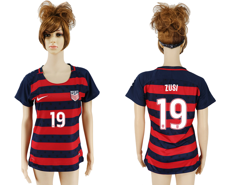 USA 19 ZUSI 2017 CONCACAF Gold Cup Away Women Soccer Jersey
