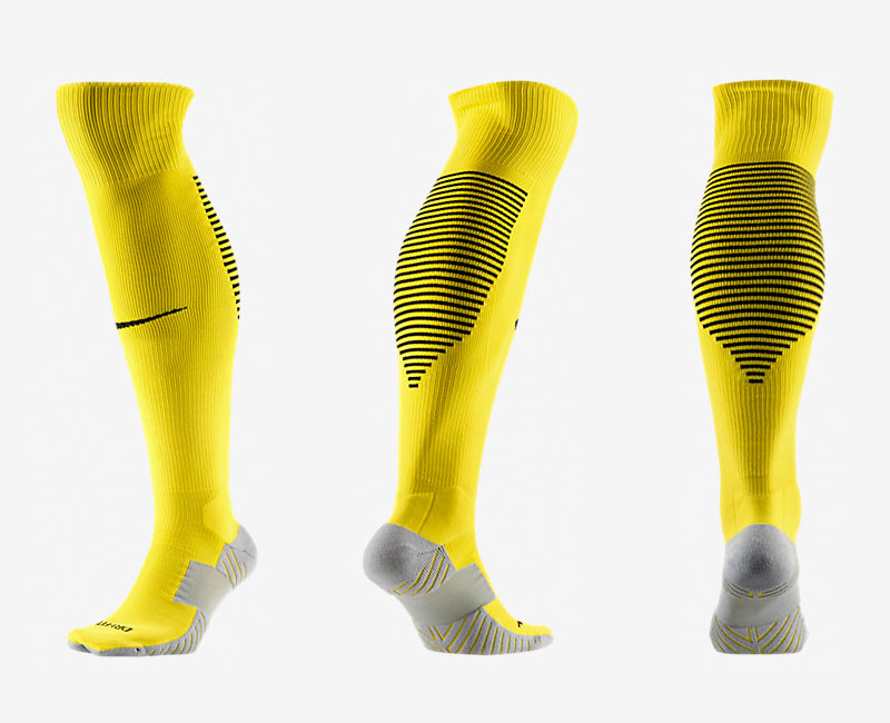 Nike Logo Yellow Thailand Soccer Socks - Click Image to Close