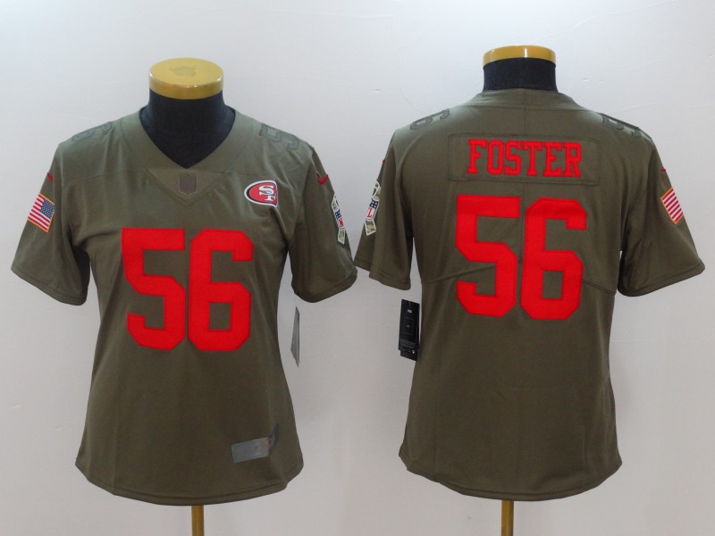 Nike 49ers 56 Reuben Foster Women Olive Salute To Service Limited Jersey - Click Image to Close