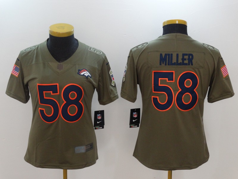 Nike Broncos 58 Von Miller Women Olive Salute To Service Limited Jersey