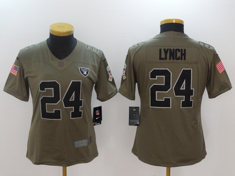 Nike Raiders 24 Marshawn Lynch Women Olive Salute To Service Limited Jersey