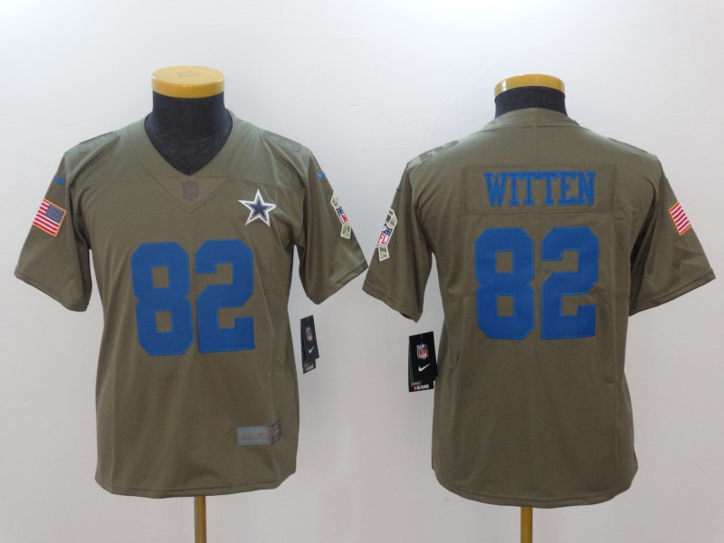 Nike Cowboys 82 Jason Witten Olive Youth Salute To Service Limited Jersey