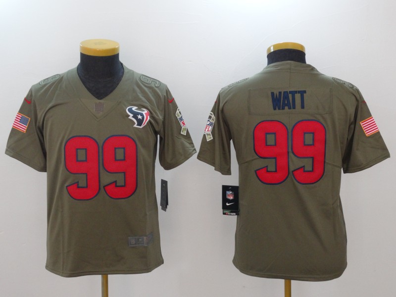 Nike Texans 99 JJ Watt Olive Youth Salute To Service Limited Jersey