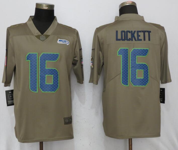 Nike Seahawks 16 Tyler Lockett Olive Salute To Service Limited Jersey