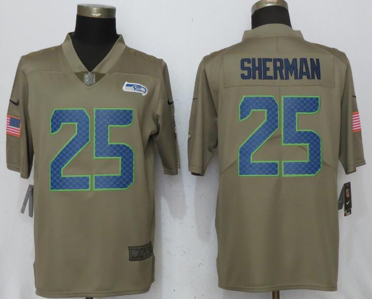 Nike Seahawks 25 Richard Sherman Olive Salute To Service Limited Jersey