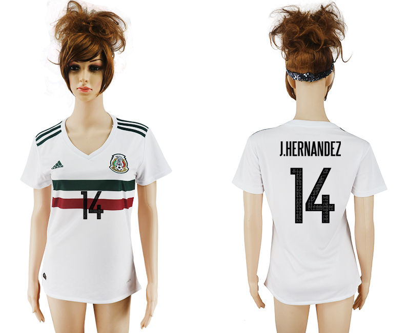 2017-18 Mexico 14 J.HERNANDEZ Away Women Soccer Jersey