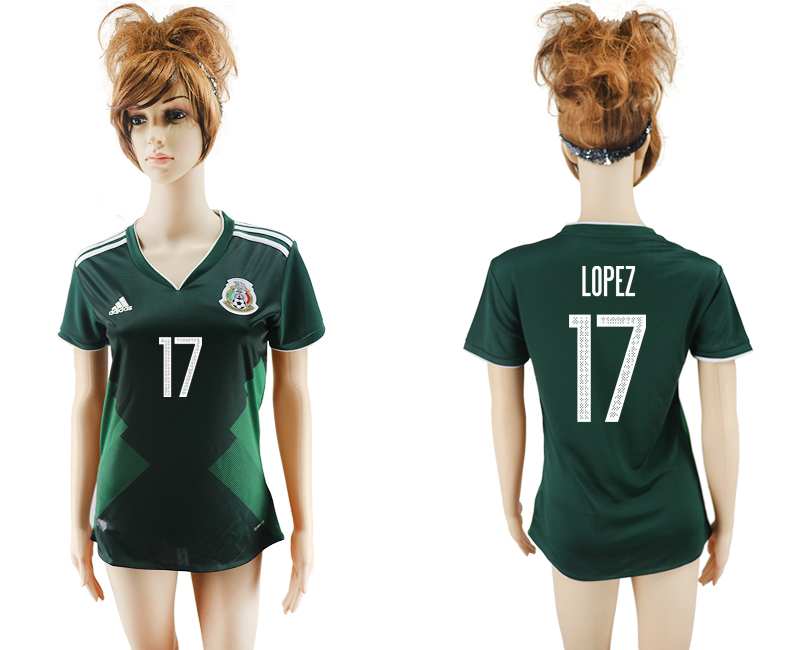 2017-18 Mexico 17 LOPEZ Home Women Soccer Jersey