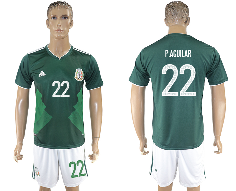 2017-18 Mexico 22 P.AGUILAR Home Soccer Jersey