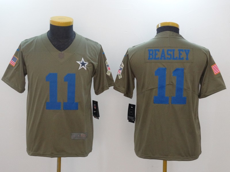 NIke Cowboys 11 Cole Beasley Olive Youth Salute To Service Limited Jersey - Click Image to Close