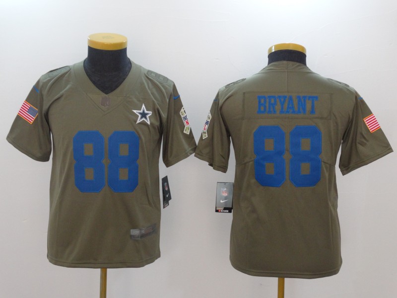 Nike Cowboys 88 Dez Bryant Olive Youth Salute To Service Limited Jersey