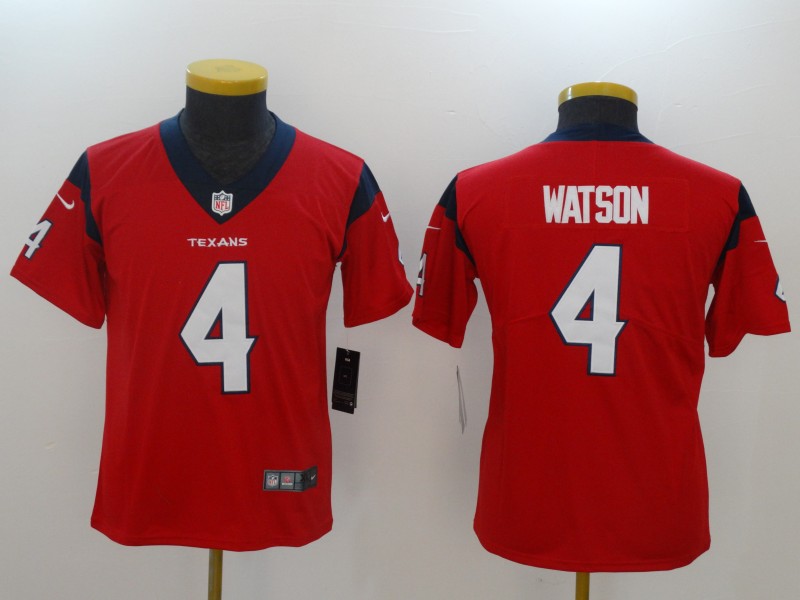 Nike Texans 4 Deshaun Watson Red Youth Vapor Untouchable Player Limited Jersey - Click Image to Close