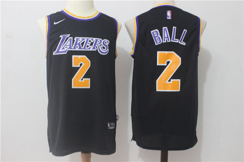 Lakers 2 Lonzo Ball Black Nike Swingman Jersey