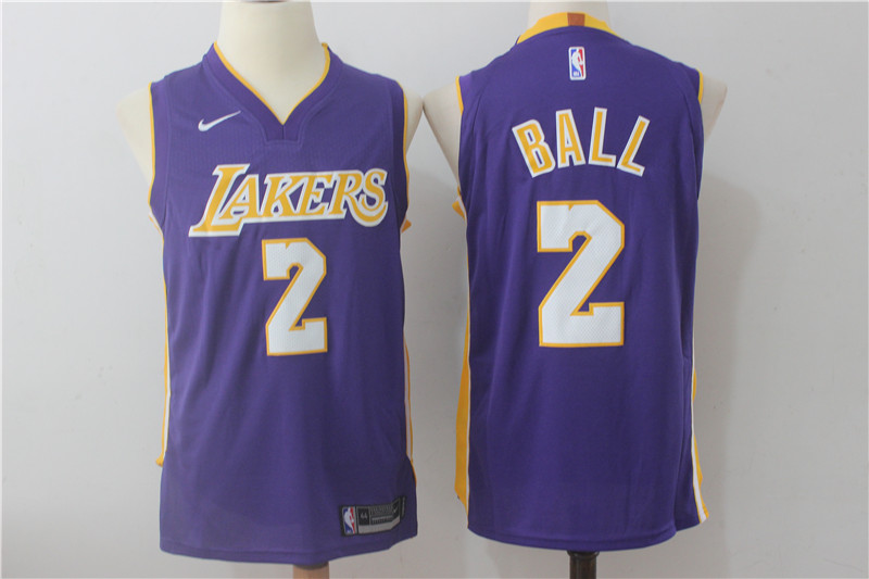Lakers 2 Lonzo Ball Purple Nike Authentic Jersey(Without the Sponsor logo)