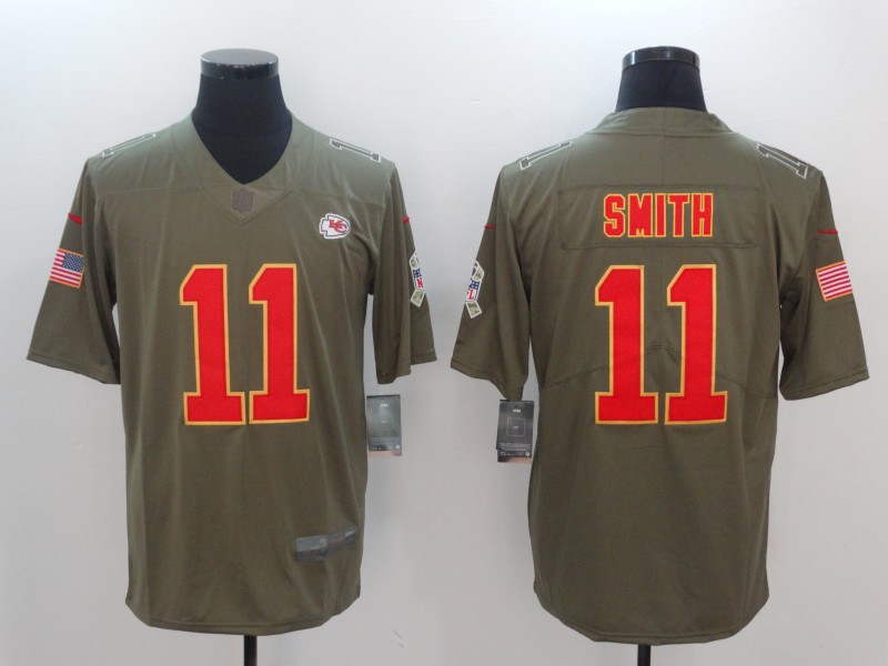 Nike Chiefs 11 Alex Smith Olive Salute To Service Limited Jersey