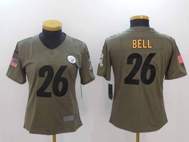 Nike Steelers 26 Le'Veon Bell Olive Women Salute To Service Limited Jersey