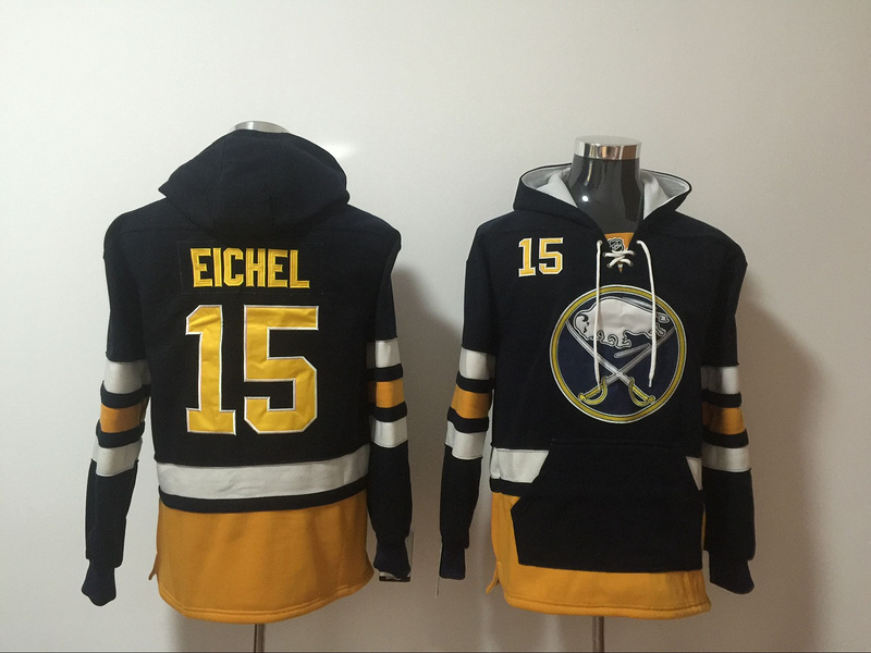 Sabres 15 Jack Eichel Black All Stitched Hooded Sweatshirt - Click Image to Close