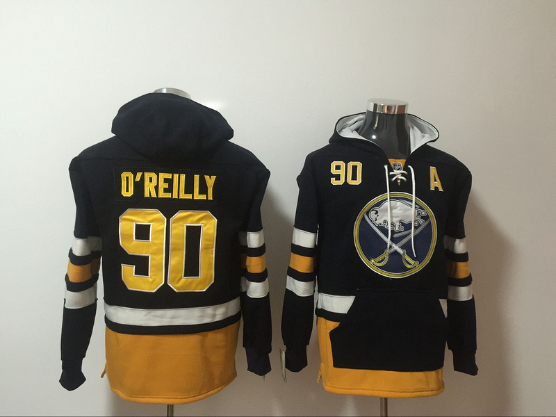 Sabres 90 Ryan O'Reilly Black All Stitched Hooded Sweatshirt - Click Image to Close