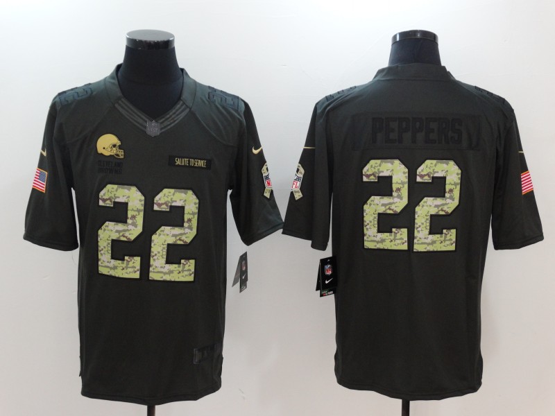 Nike Browns 22 Jabrill Peppers Anthracite Salute To Service Limited Jersey