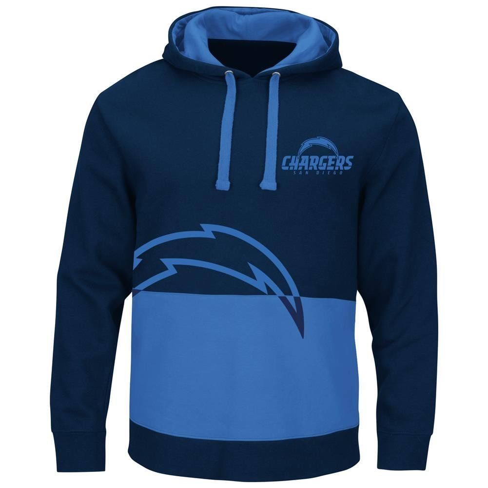 Los Angeles Chargers Navy & Blue Split All Stitched Hooded Sweatshirt