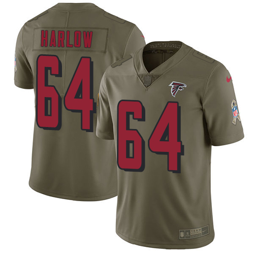 Nike Falcons 64 Sean Harlow Olive Salute To Service Limited Jersey