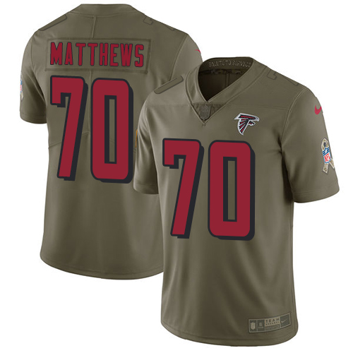 Nike Falcons 70 Jake Matthews Olive Salute To Service Limited Jersey