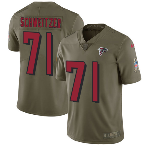Nike Falcons 71 Wes Schweitzer Olive Salute To Service Limited Jersey
