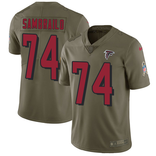 Nike Falcons 74 Ty Sambrailo Olive Salute To Service Limited Jersey