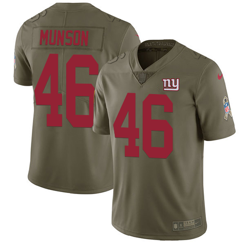 Nike Giants 46 Calvin Munson Olive Salute To Service Limited Jersey