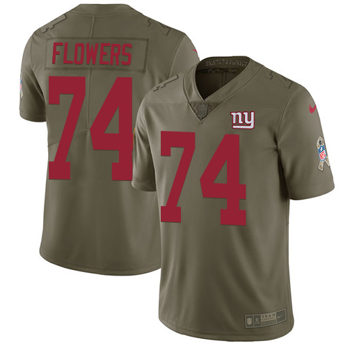 Nike Giants 74 Ereck Flowers Olive Salute To Service Limited Jersey