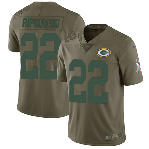 Nike Packers 22 Aaron Ripkowski Olive Salute To Service Limited Jersey