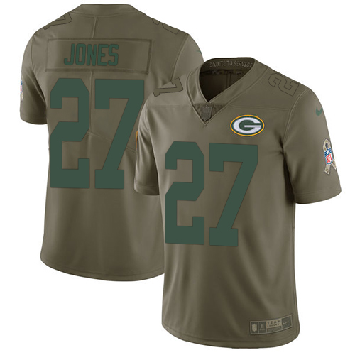 Nike Packers 27 Josh Jones Olive Salute To Service Limited Jersey