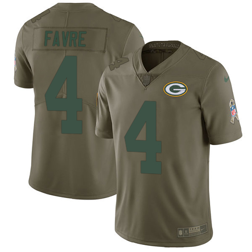 Nike Packers 4 Brett Favre Olive Salute To Service Limited Jersey